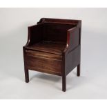 GEORGIAN MAHOGANY COMMODE BOX SEAT, of typical form with panel to the front and square supports,