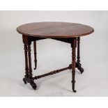 VICTORIAN WALNUT OVAL DROP-FLAP SUTHERLAND TABLE (one flap detached)