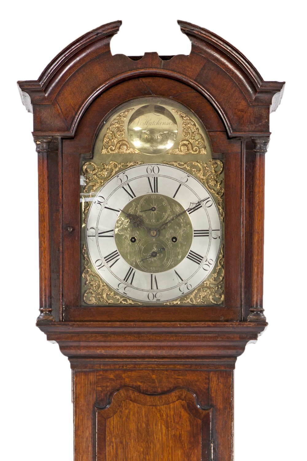 LATE EIGHTEENTH CENTURY OAK AND MAHOGANY CROSSBANDED LONGCASE CLOCK SIGNED A. HUTCHINSON, LEEDS, the - Image 2 of 2