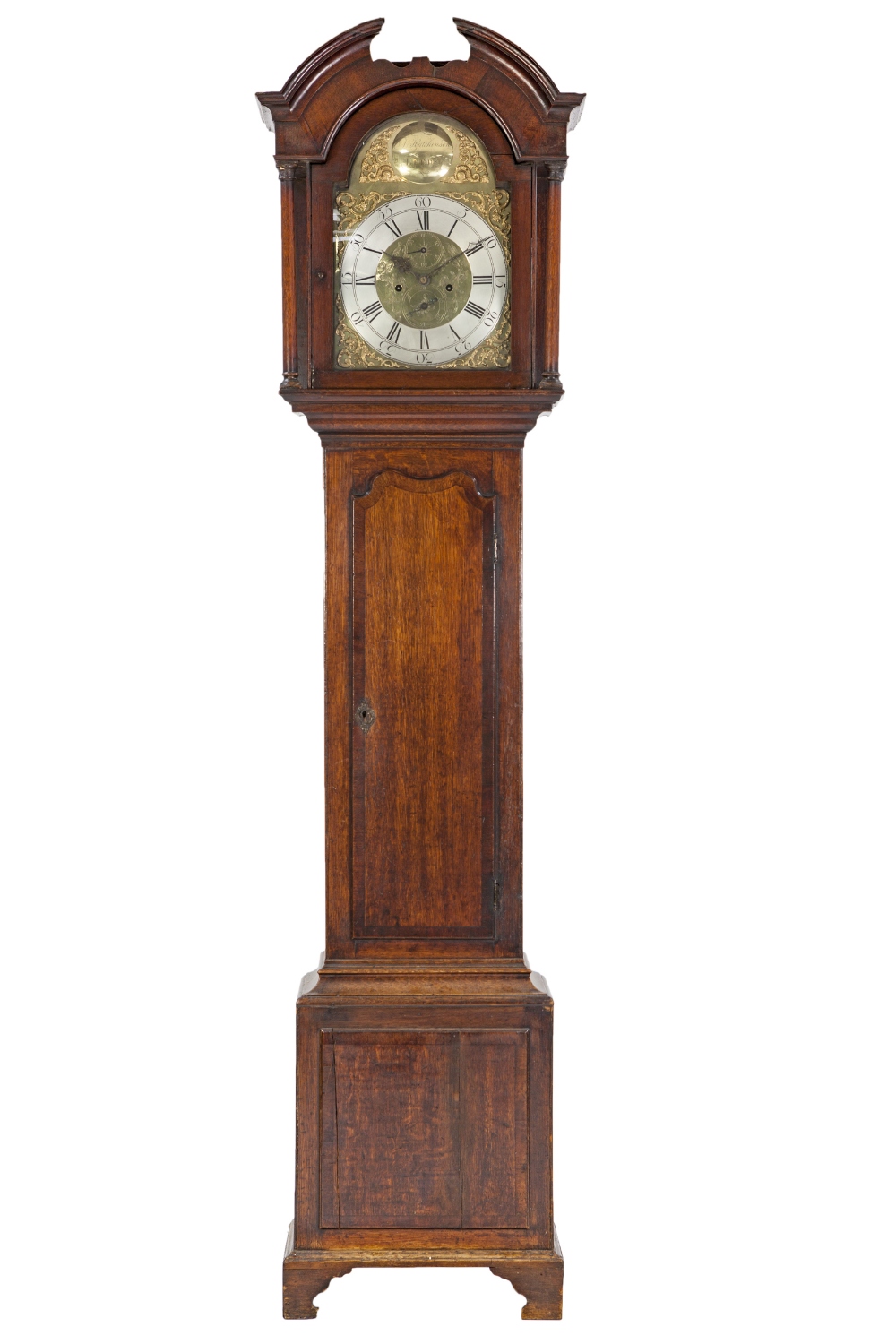 LATE EIGHTEENTH CENTURY OAK AND MAHOGANY CROSSBANDED LONGCASE CLOCK SIGNED A. HUTCHINSON, LEEDS, the