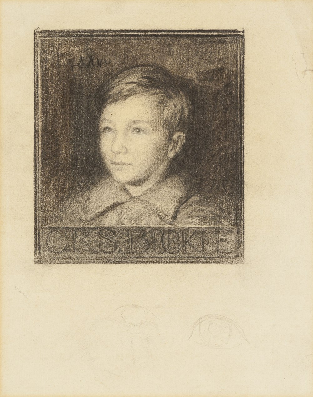 DONALD WOOD (1889-1953) BLACK CHALK DRAWING, HEIGHTENED WITH WHITE BODYCOLOUR Portrait of C.R.S.