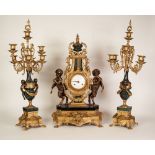 IMPRESSIVE EARLY NINETEENTH CENTURY STYLE REPRODUCTION GILT METAL AND HARDSTONE 'IMPERIAL' THREE