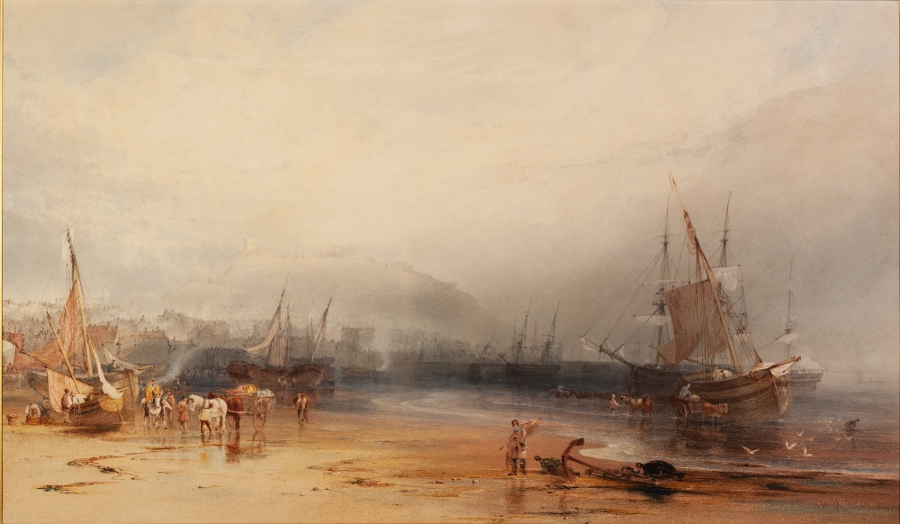 ANTHONY VANDYKE COPLEY FIELDING (1787-1855) WATERCOLOUR DRAWING 'Low Tide, Dover', extensive coastal