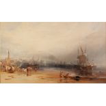 ANTHONY VANDYKE COPLEY FIELDING (1787-1855) WATERCOLOUR DRAWING 'Low Tide, Dover', extensive coastal