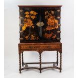 LATE SEVENTEENTH/ EARLY EIGHTEENTH CENTURY ENGLISH CHINOISERIE LACQUERED CABINET ON ASSOCIATED