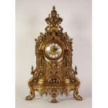 REPRODUCTION RENAISSANCE STYLE GILT METAL LARGE MANTLE CLOCK, the 4" twelve part Roman dial with