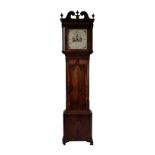 EARLY NINETEENTH CENTURY MAHOGANY LONG CASE CLOCK SIGNED JNo WINSTANLEY, HOLYWELL, the 13" painted