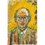 •JOHN RANDALL BRATBY (1928-1992) OIL PAINTING Head and shoulders portrait of Sir Gerald Kaufman