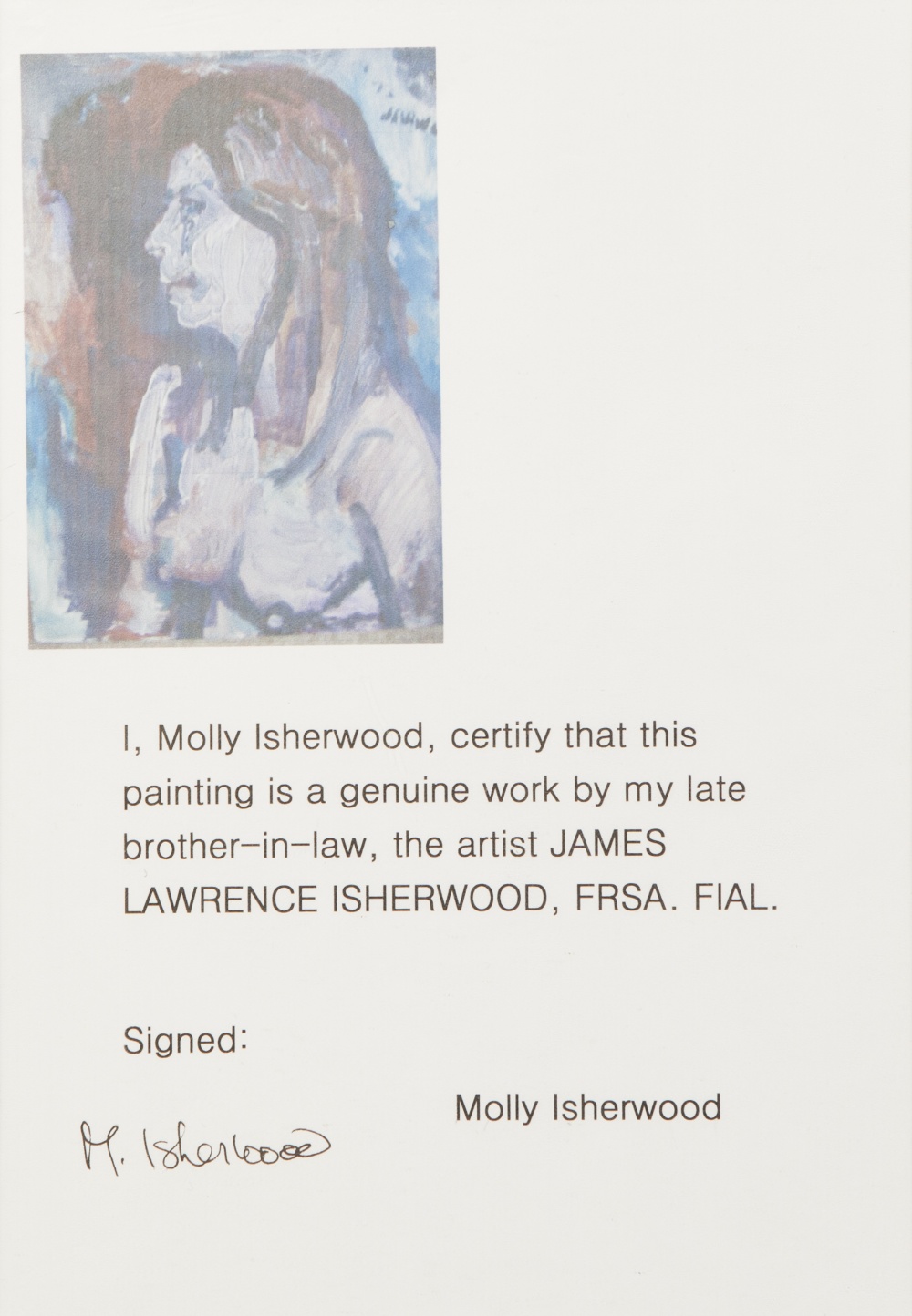 •LAWRENCE ISHERWOOD (1917 - 1988) OIL PAINTING ON BOARD 'Theo Peters' signed and dated (19)72 top - Image 2 of 2