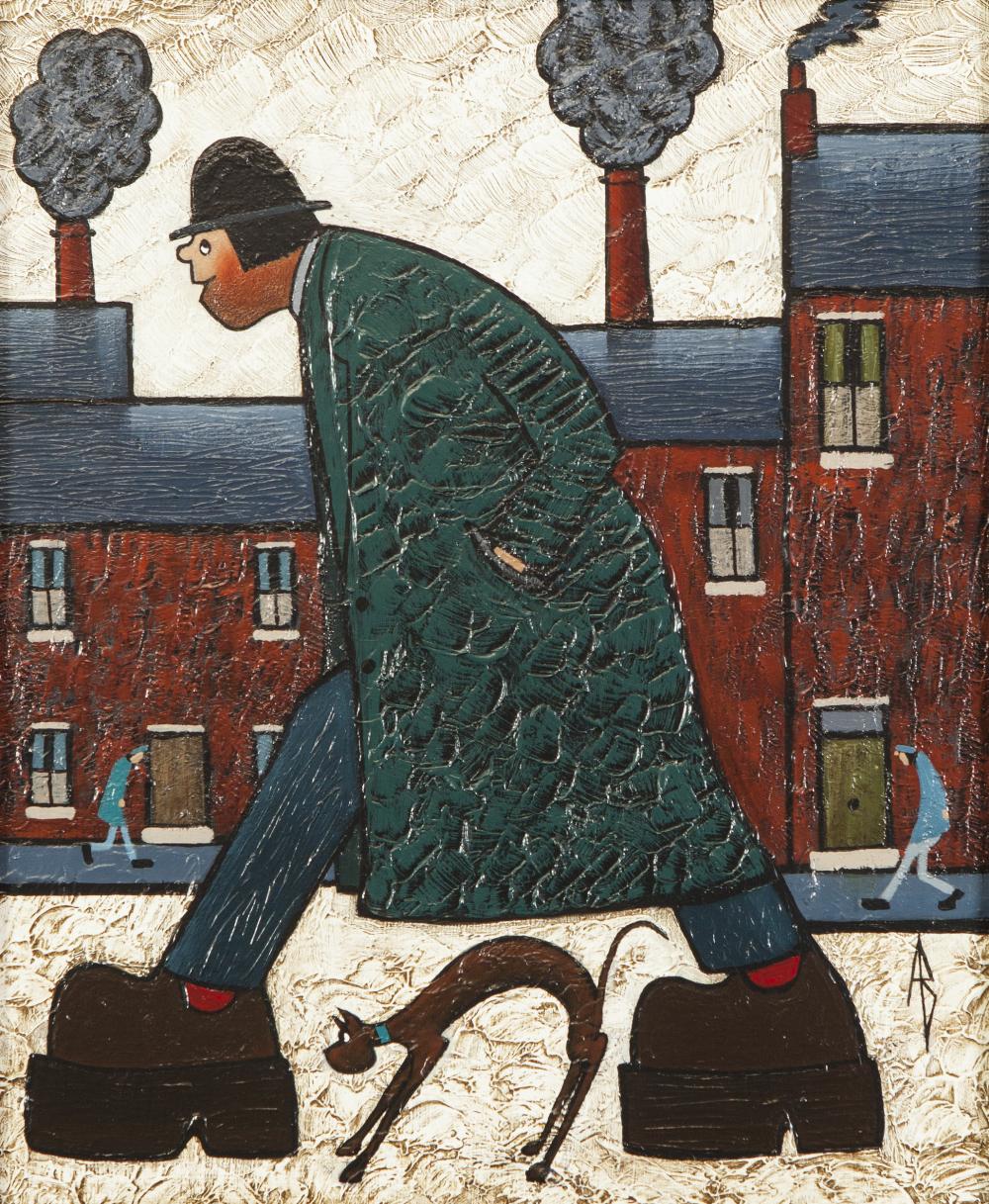 ALBERT BARLOW (b.1944) OIL PAINTING ON BOARD 'The Man From Del Monte' Monogrammed, signed and titled