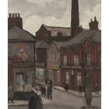 ROGER HAMPSON (1925 - 1996) OIL PAINTING ON BOARD 'Great Moor Street, Bolton' Signed, titled and