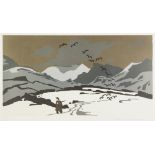 •KYFFIN WILLIAMS (1918-2006) ARTIST SIGNED LIMITED EDITION COLOUR PRINT 'Pontllyfni in Snow' (88/