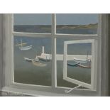 COLIN TREVOR JOHNSON (b.1942) OIL PAINTING ON BOARD 'Overlooking a Quiet Harbour' Signed and