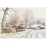 BRIAN BARLOW (b. 1934) WATERCOLOUR DRAWING 'Winter Approach to Lake Windermere' Signed lower left
