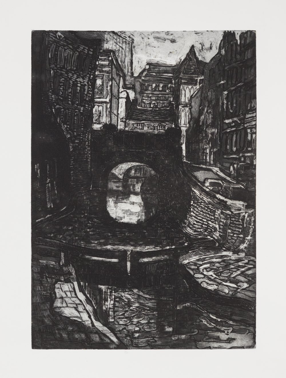 NORMAN C JAQUES (1926-2014) THREE BLACK AND WHITE ETCHINGS MANCHESTER SCENES 'River Medlock, - Image 2 of 3