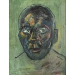 •LAWRENCE ISHERWOOD (1917 - 1998) OIL PAINTING ON BOARD Face portrait, 'Old Black Man' Signed,