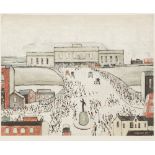 •L. S. LOWRY ARTIST SIGNED LIMITED EDITION COLOUR PRINT 'Station Approach' Guild stamped and