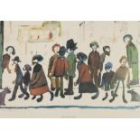 •L. S. LOWRY (1887 - 1976) ARTIST SIGNED LIMITED EDITION COLOUR PRINT 'People Standing About' An