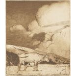 ADOLPHE VALETTE (1876-1942) ORIGINAL ETCHING Cow with calf suckling Signed in the print and dated (