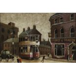 •ARTHUR DELANEY (1927-1987) OIL PAINTING ON BOARD 'George & Dragon, Ardwick Green', Manchester
