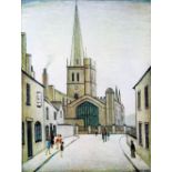 •L. S. LOWRY (1887 - 1976) ARTIST SIGNED LIMITED EDITION COLOUR PRINT 'Burford Church' An edition of