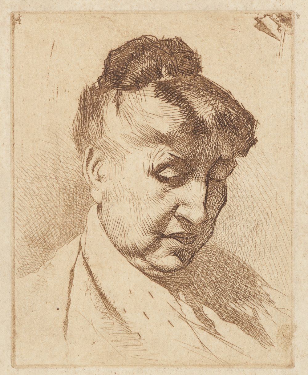 ADOLPHE, VALETTE (1876-1942) TWO ORIGINAL ETCHINGS 'Portrait of the Artist's Mother' 5" x 4" (12.5cm