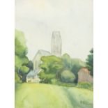 EILEEN CHURM (1911-2008) TWO WATERCOLOUR DRAWINGS 'St. Paul's Church, Heaton Moor, Stockport,