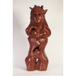 GOLDA ROSE (1921 - 2016) DARK RED/BROWN GLAZED CLAY SCULPTURE Cosmic Male-Female' 1967, double sided