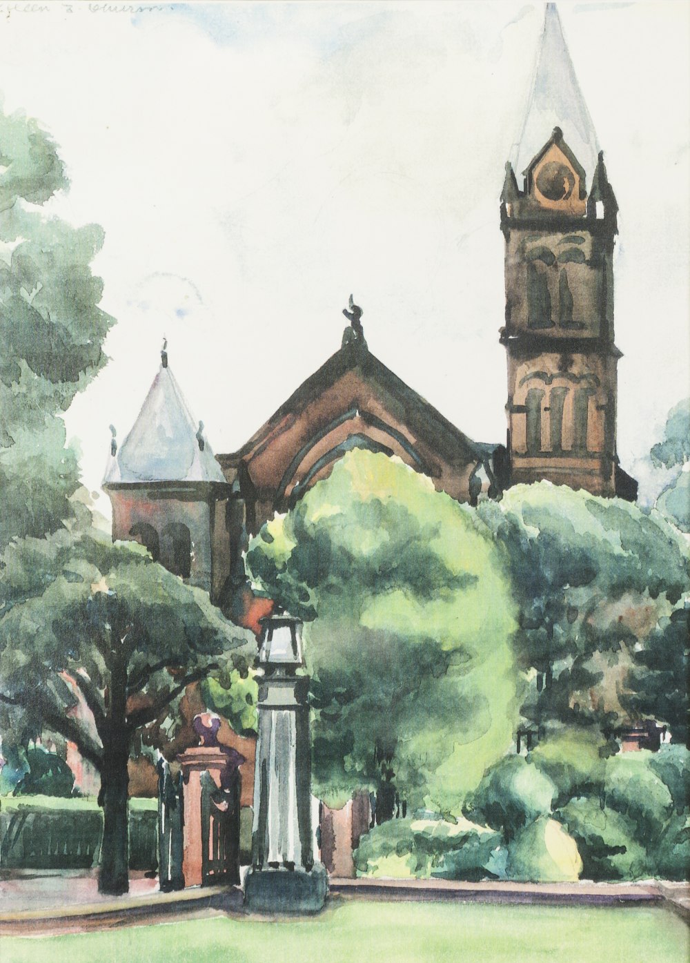 EILEEN CHURM (1911-2008) TWO WATERCOLOUR DRAWINGS 'St. Paul's Church, Heaton Moor, Stockport, - Image 2 of 2