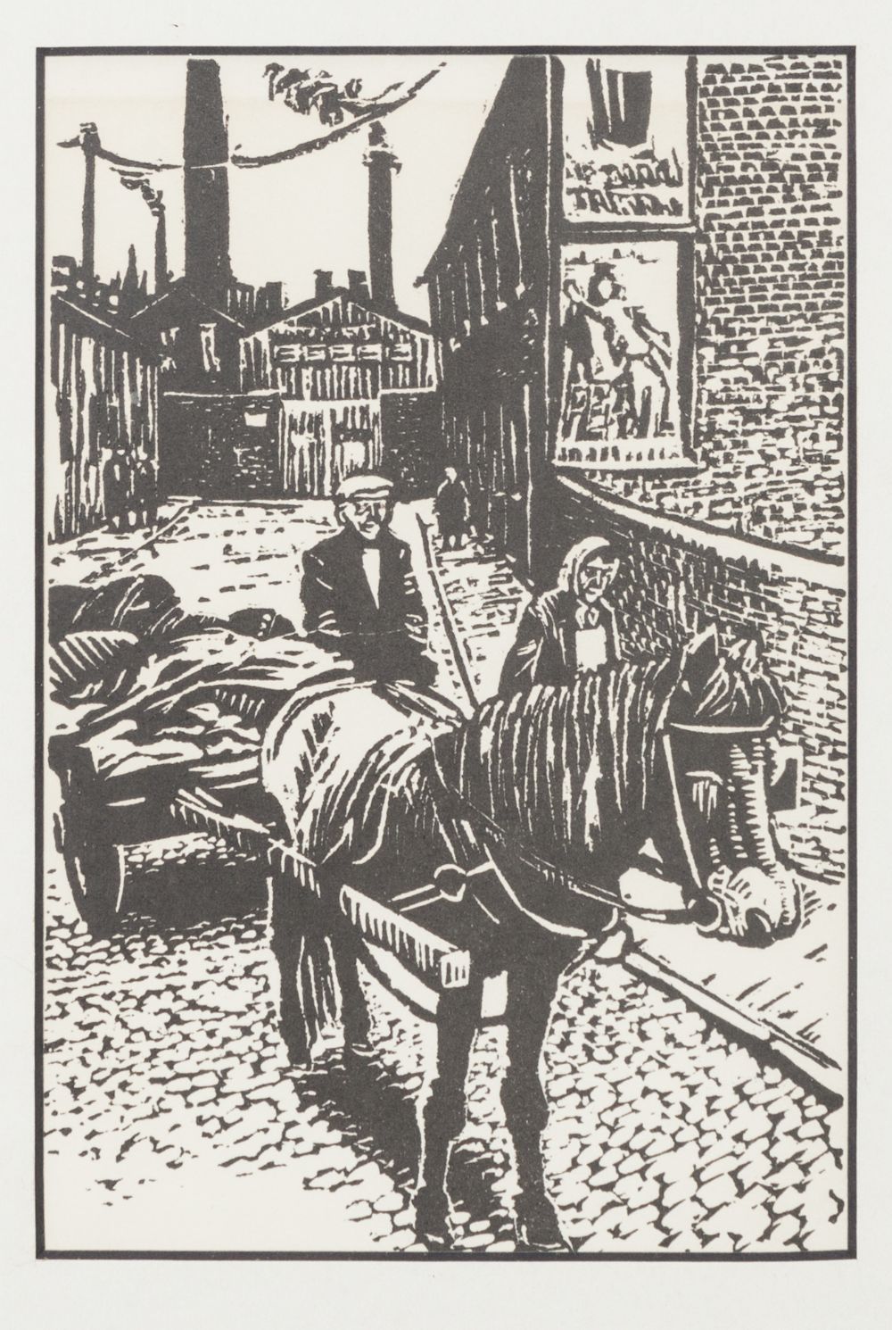 ROGER HAMPSON (1925 - 1996) PAIR OF LINOCUTS 'Pit Pony' and 'Rag & Bone Cart' Signed and labelled