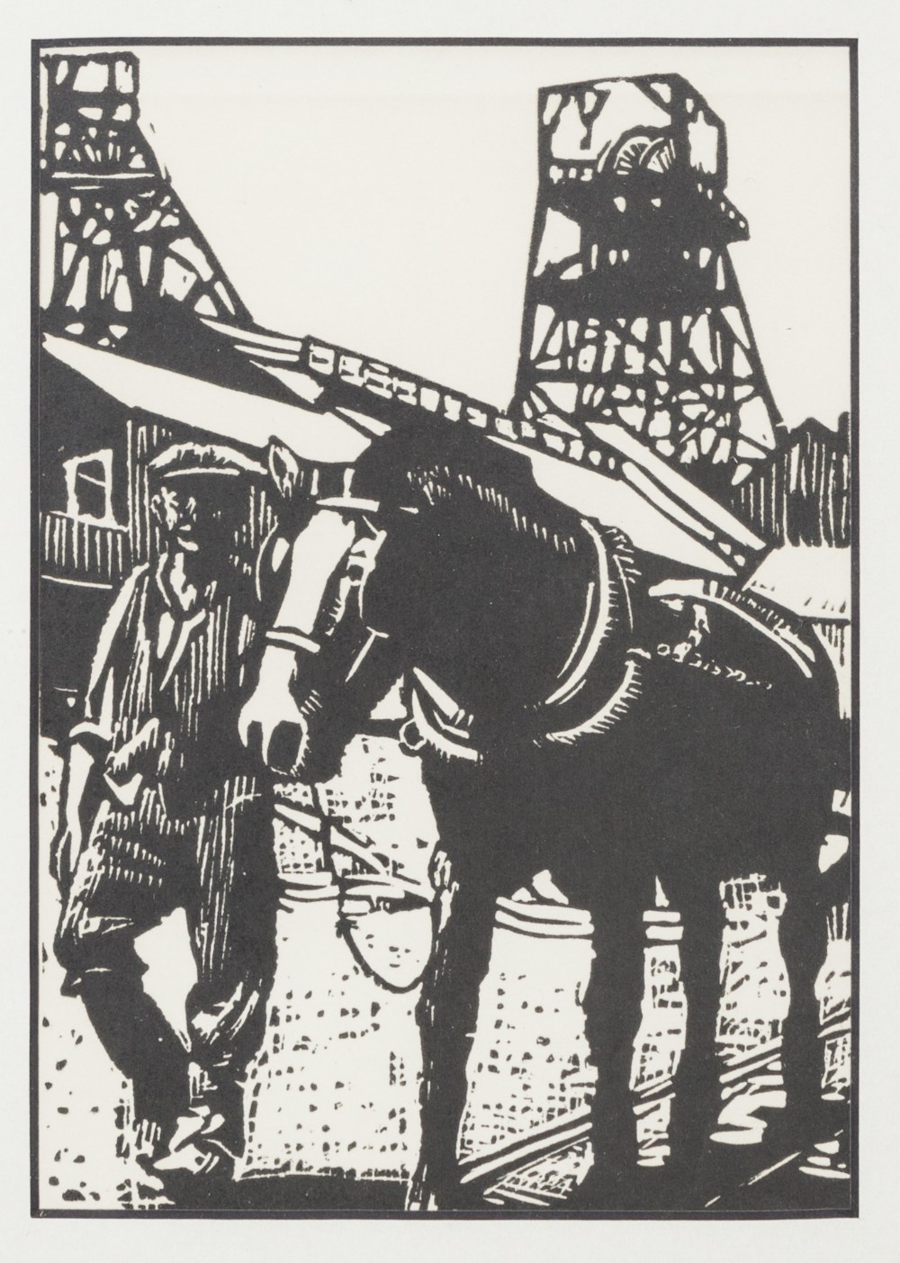 ROGER HAMPSON (1925 - 1996) PAIR OF LINOCUTS 'Pit Pony' and 'Rag & Bone Cart' Signed and labelled - Image 2 of 2