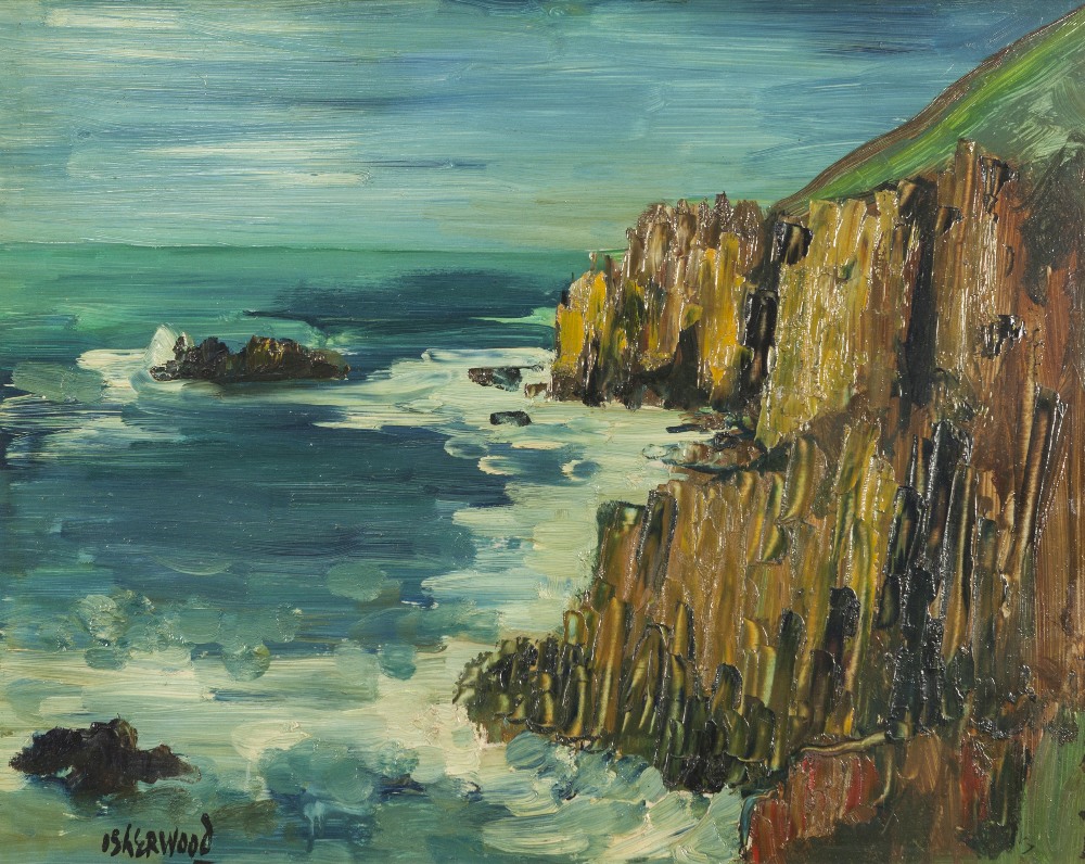 •LAWRENCE JAMES ISHERWOOD (1917 - 1988) OIL PAINTING ON BOARD 'Lands End' Signed lower left 15 1/