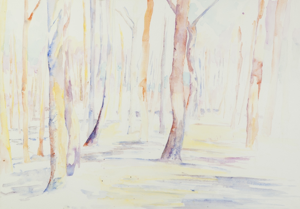 •PHILIP SUTTON (b.1928) TWO WATERCOLOUR DRAWINGS Study of trees, 22 ¼" x 16" (56.5cm x 40.7cm),