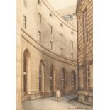 ANNE STAFFORD TWO WATERCOLOUR DRAWINGS Manchester Town Hall extension and passage Signed and