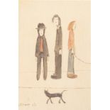 •L.S. LOWRY ((1887 - 1976) ARTIST SIGNED LIMITED EDITION COLOUR PRINT 'Three Men and a Cat' An