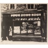 •HAROLD RILEY (1934) ARTIST SIGNED LIMITED EDITION MONOCHROME LITHOGRAPH 'Green Grocer's Shop'