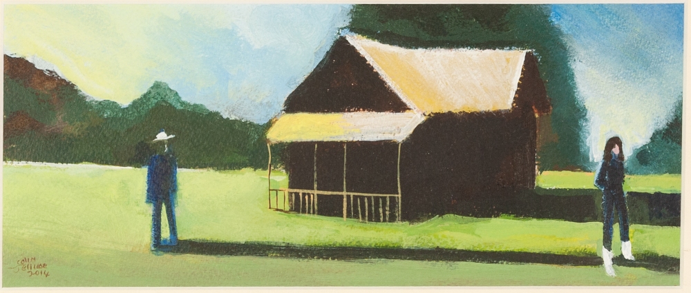 COLIN JELLICOE (1942 - 2018) ACRYLIC ON PAPER 'Monogram Cabin Noon Shadows' Signed and dated 2014