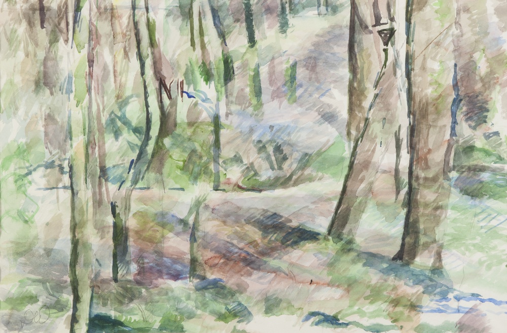 DAVID WILD (1931-2014) TWO WATERCOLOURS Landscapes with trees one numbered 36 14" x 21" (35.6cm x