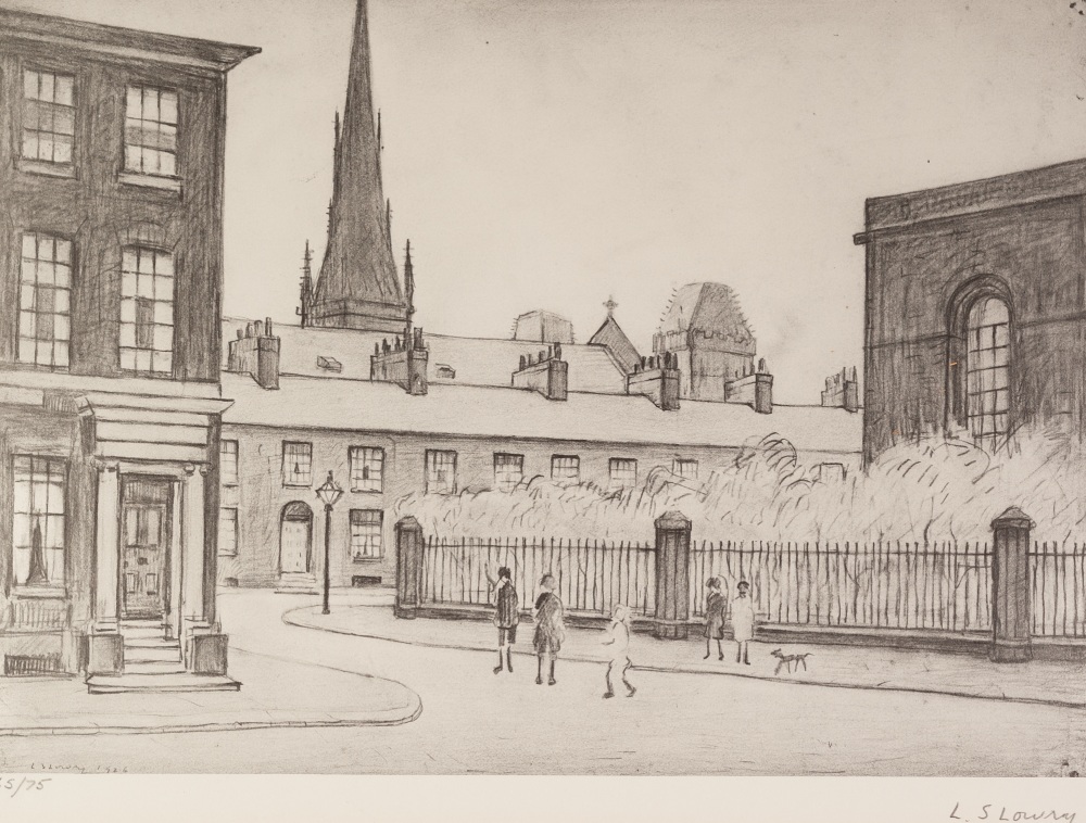 •L.S. LOWRY (1887 - 1976) ARTIST SIGNED LIMITED EDITION PRINT OF A PENCIL DRAWING 'St Philips