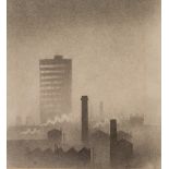 •TREVOR GRIMSHAW (1947 - 2001) PENCIL DRAWING 'Industrial townscape with tower block Signed and