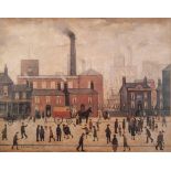 L.S. LOWRY (1887 - 1976) COLOUR PRINT REPRODUCTION Industrial town scene, the foreground busy with