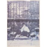 •HAROLD RILEY (1934) ARTIST SIGNED PROOF PHOTOGRAPHIC PRINT 'Boy eating bread, Salford' Signed,