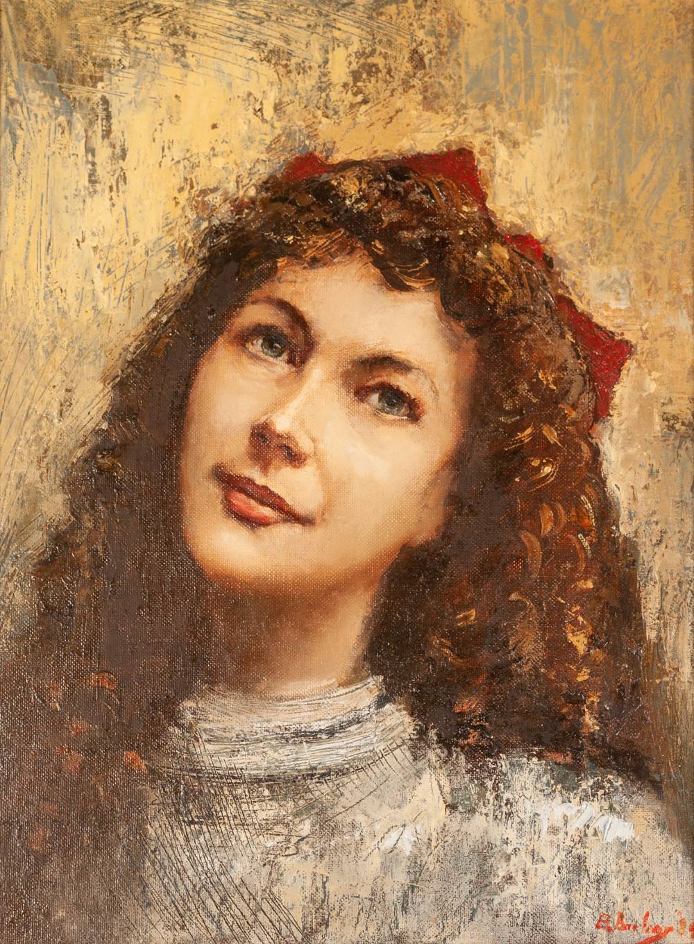 BOHUSLAV BARLOW (1947) OIL PAINTING ON BOARD Portrait - Karen II' Signed lower right 16" x 12" (40.5