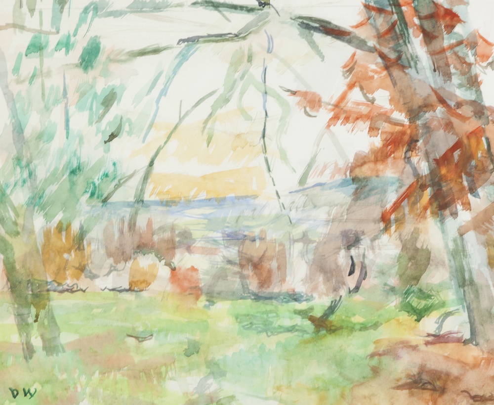 DAVID WILD (1931-2014) TWO WATERCOLOURS Landscapes with trees one numbered 36 14" x 21" (35.6cm x - Image 2 of 2