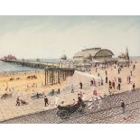 TOM DODSON (1910 - 1991) ARTIST SIGNED COLOUR PRINT 'Blackpool Pier' Guild stamped 13 3/4" x 17 3/4"