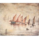 •LAURENCE STEPHEN LOWRY (1887 - 1976) ARTIST SIGNED LIMITED EDITION COLOUR PRINT 'Sailing Boats'