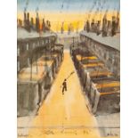 •HAROLD RILEY (1934) ARTIST SIGNED COLOUR PRINT 'Patricroft', back to back terraces Signed and dated