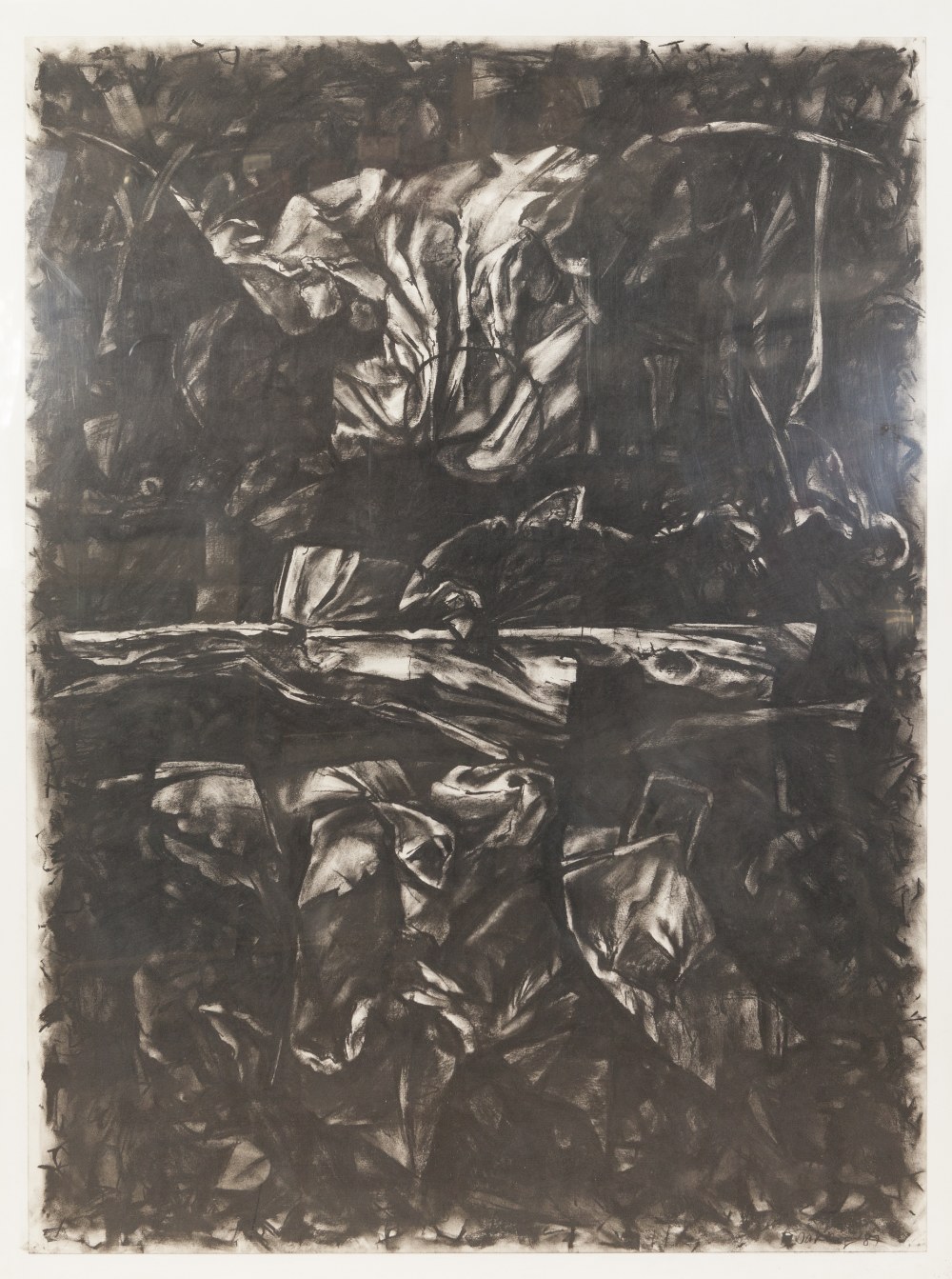 PETER OAKLEY (1935-2007) CHARCOAL 'Requiem for Unknown Form' Signed and dated (19)87, titled verso