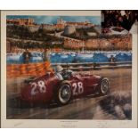 JUAN CARLOS ARTIST SIGNED LIMITED EDITION COLOUR PRINT 'Victory for Moss in Monaco' Signed by the