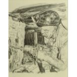 ROGER HAMPSON (1925-1996) PENCIL DRAWING Miner operating a drill at the coal face 9 1/2" x 7 1/4" (